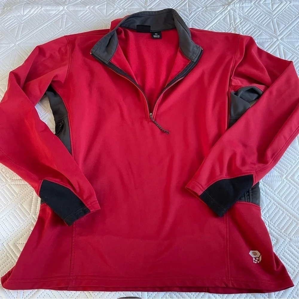 Mountain Hardwear Mens 1/4 Zip Red Pullover Size XL